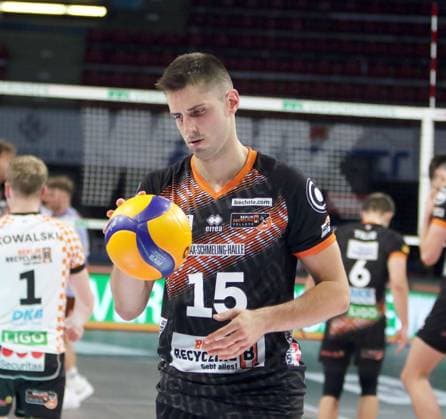 Moritz REICHERT (Berlin), He-Volleyballl, Bundesliga 2024 25; WWK Volleys Herrsching vs Berlin Recycling Volleys, 27.09.24; BMW Park, Muenchen, Copyright: WolfgangxFehrmann