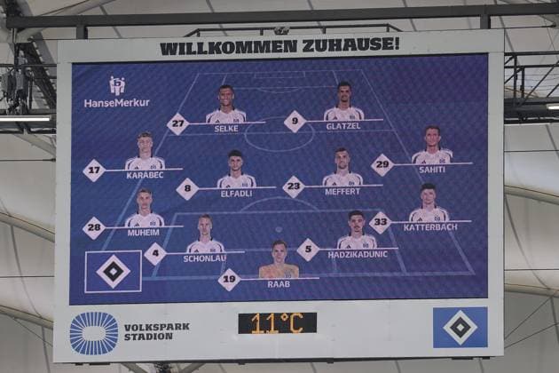 Aufstellung des HSV Fussball, Herren, Saison 2024 2025, 2.BL, Volksparkstadion, Hamburger SV gegen SC Paderborn DFL REGULATIONS PROHIBIT ANY USE OF PHOTOGRAPHS AS IMAGE SEQUENCES AND OR QUASI-VIDEO.