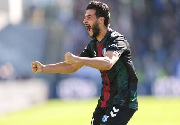 28.09.2024, xdcx, Fussball 2. Bundesliga, SV Darmstadt 98 - 1. FC Magdeburg, emonline, emspor, despor, v.l., Mohammed El Hankouri (1. FC Magdeburg) jubelnd bejubelt jubelt jubeln DFL DFB REGULATIONS PROHIBIT ANY USE OF PHOTOGRAPHS AS IMAGE SEQUENCES AND OR QUASI-VIDEO.
