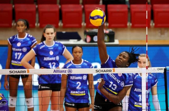 BAU 28.09.2024 Stuttgart Volleyball Supercup Allianz MTV Stuttgart vs. Schwarz-Weiss Erfurt, Krystal Rivers (Allianz)