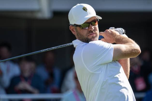 MONTREAL, QC - SEPTEMBER 28: International Team golfer Corey Conners at the first tee at the 2024 Presidents Cup on September 28, 2024 at The Royal Montreal Golf Club in Montreal, QC (Photo by Vincent Ethier Icon Sportswire) GOLF: SEP 28 Presidents Cup EDITORIAL USE ONLY Icon2409280659