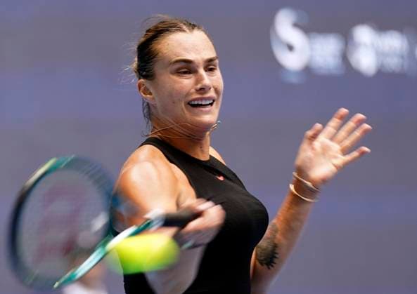 BEIJING, CHINA - SEPTEMBER 28: Aryna Sabalenka of Belarus competes in the Women s Singles Round of 64 match against Mananchaya Sawangkaew of Thailand on day six of 2024 China Open at National Tennis Center on September 28, 2024 in Beijing, China.  Copyright: xBeijingxYouthxDailyx 111520738317