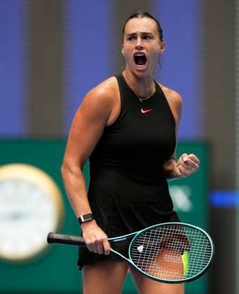 BEIJING, CHINA - SEPTEMBER 28: Aryna Sabalenka of Belarus reacts in the Women s Singles Round of 64 match against Mananchaya Sawangkaew of Thailand on day six of 2024 China Open at National Tennis Center on September 28, 2024 in Beijing, China.  Copyright: xBeijingxYouthxDailyx 111520738302