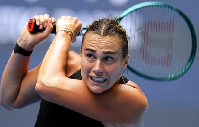 BEIJING, CHINA - SEPTEMBER 28: Aryna Sabalenka of Belarus competes in the Women s Singles Round of 64 match against Mananchaya Sawangkaew of Thailand on day six of 2024 China Open at National Tennis Center on September 28, 2024 in Beijing, China.  Copyright: xBeijingxYouthxDailyx 111520738291