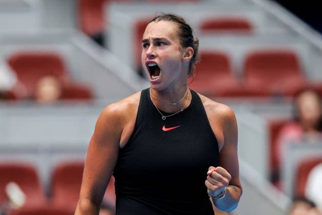 BEIJING, CHINA - SEPTEMBER 28: Aryna Sabalenka of Belarus reacts in the Women s Singles Round of 64 match against Mananchaya Sawangkaew of Thailand on day six of 2024 China Open at National Tennis Center on September 28, 2024 in Beijing, China.  Copyright: xVCGx 111520849434