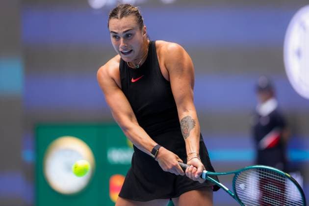 BEIJING, CHINA - SEPTEMBER 28: Aryna Sabalenka of Belarus competes in the Women s Singles Round of 64 match against Mananchaya Sawangkaew of Thailand on day six of 2024 China Open at National Tennis Center on September 28, 2024 in Beijing, China.  Copyright: xVCGx 111520849420