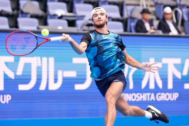 September 29, 2024, Tokyo, Japan: Tomas MACHAC (CZE) hits a return against Alex MICHELSEN (USA) during the Kinoshita Group Japan Open Tennis Championships 2024 at the Ariake Coloseum. This is the longest-running ATP, Tennis Herren Tour tournament in Asia, first held in 1972. The tournaments run from September 23 to October 1st. Tokyo Japan - ZUMAm191 20240929_aap_m191_017 Copyright: xRodrigoxReyesxMarinx
