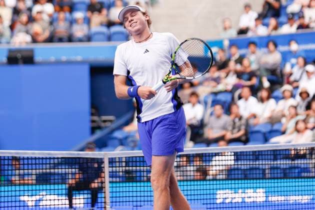 September 29, 2024, Tokyo, Japan: Alex MICHELSEN (USA) in action against Tomas MACHAC (CZE) during the Kinoshita Group Japan Open Tennis Championships 2024 at the Ariake Coloseum. This is the longest-running ATP, Tennis Herren Tour tournament in Asia, first held in 1972. The tournaments run from September 23 to October 1st. Tokyo Japan - ZUMAm191 20240929_aap_m191_023 Copyright: xRodrigoxReyesxMarinx