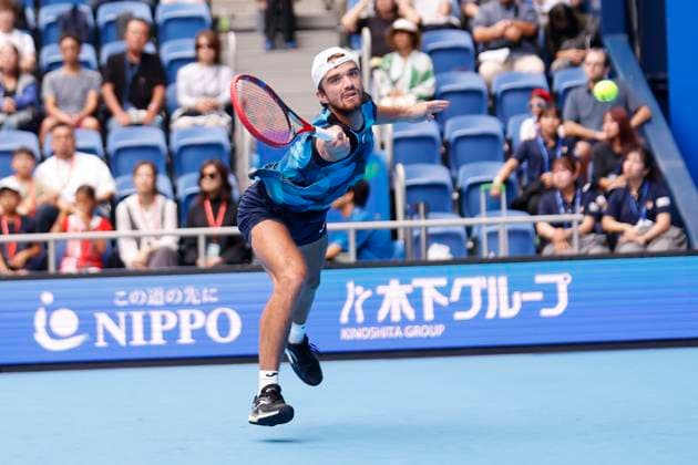 September 29, 2024, Tokyo, Japan: Tomas MACHAC (CZE) hits a return against Alex MICHELSEN (USA) during the Kinoshita Group Japan Open Tennis Championships 2024 at the Ariake Coloseum. This is the longest-running ATP, Tennis Herren Tour tournament in Asia, first held in 1972. The tournaments run from September 23 to October 1st. Tokyo Japan - ZUMAm191 20240929_aap_m191_031 Copyright: xRodrigoxReyesxMarinx