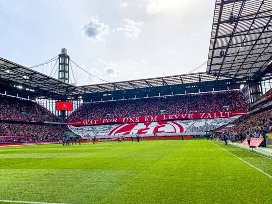 COLOGNE, GERMANY - 29 SEPTEMBER, 2024: Fan choreography, The football match of 2.Bundesliga 1.FC Koeln vs Karlsruher SC at Sportpark Müngersdorf,  Copyright: xVITALIIxKLIUIEVx