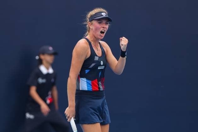 BEIJING, CHINA - SEPTEMBER 29: Magdalena Frech of Poland reacts in the Women s Singles Round of 32 match against Diana Shnaider of Russia on day seven of 2024 China Open at National Tennis Center on September 29, 2024 in Beijing, China.  Copyright: xVCGx 111520901166