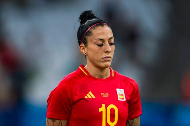 Marseille, France - August 6: Jennifer Hermoso of Spain getting into the field during the Women s semifinal match between Brazil and Spain during the Olympic Games, Olympische Spiele, Olympia, OS Paris 2024 at Stade de Marseille on August 6, 2024 in Marseille, France. (Photo by JustPictures) Marseille Stade de Marseille France
