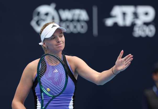 (240930) -- BEIJING, Sept. 30, 2024 -- Ashlyn Krueger of the United States reacts during the women s singles third round match against Aryna Sabalenka of Belarus at 2024 China Open tennis tournament in Beijing, capital of China, Sept. 30, 2024. ) (SP)CHINA-BEIJING-TENNIS-CHINA OPEN-WOMEN S SINGLES (CN) ZhangxChenlin 