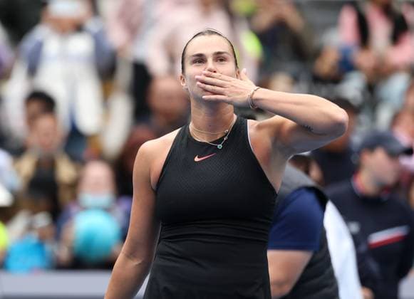 (240930) -- BEIJING, Sept. 30, 2024 -- Aryna Sabalenka of Belarus celebrates victory after the women s singles third round match against Ashlyn Krueger of the United States at 2024 China Open tennis tournament in Beijing, capital of China, Sept. 30, 2024. ) (SP)CHINA-BEIJING-TENNIS-CHINA OPEN-WOMEN S SINGLES (CN) ZhangxChenlin 