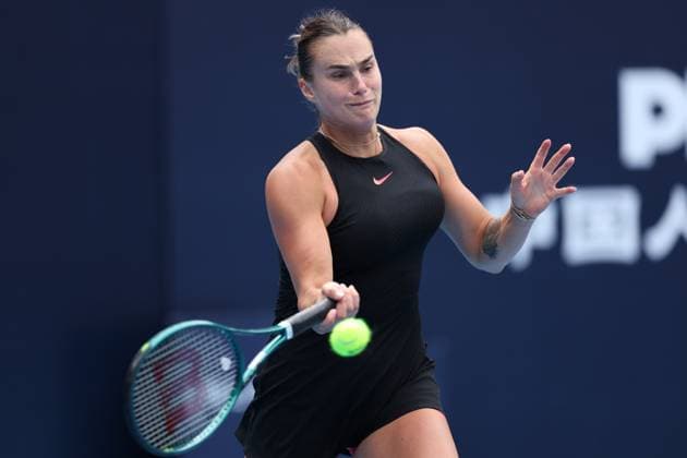 (240930) -- BEIJING, Sept. 30, 2024 -- Aryna Sabalenka of Belarus hits a return during the women s singles third round match against Ashlyn Krueger of the United States at 2024 China Open tennis tournament in Beijing, capital of China, Sept. 30, 2024. ) (SP)CHINA-BEIJING-TENNIS-CHINA OPEN-WOMEN S SINGLES (CN) ZhangxChenlin 