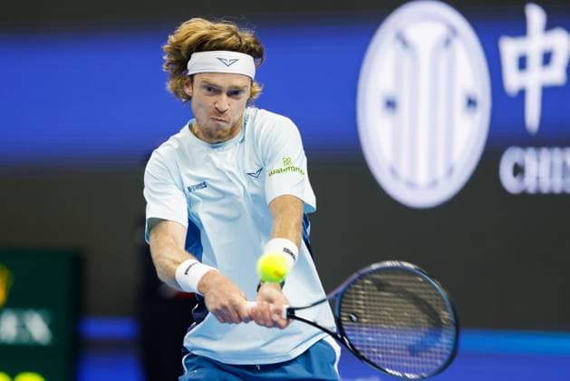 BEIJING, CHINA - SEPTEMBER 30: Andrey Rublev of Russia competes in the Men s Singles Quarterfinal match against Bu Yunchaokete of China on day eight of 2024 China Open at National Tennis Center on September 30, 2024 in Beijing, China.  Copyright: xVCGx 111521262279