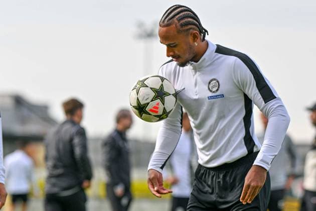 SOCCER - UEFA CL, Sturm vs Brugge GRAZ,AUSTRIA,01.OCT.24 - SOCCER - UEFA Champions League, SK Sturm Graz vs FC Bruegge, preview, training Sturm. Image shows Emanuel Aiwu (Sturm).  GEPAxpictures xAvnixRetkoceri