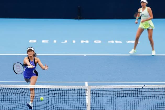 BEIJING, CHINA - SEPTEMBER 30: Nadiia Kichenok of Ukraine and Miyu Kato of Japan compete in the Women s Doubles Round of 16 match against Sofia Kenin and Bethanie Mattek-Sands of America on day eight of 2024 China Open at National Tennis Center on September 30, 2024 in Beijing, China.  Copyright: xVCGx 111521259679