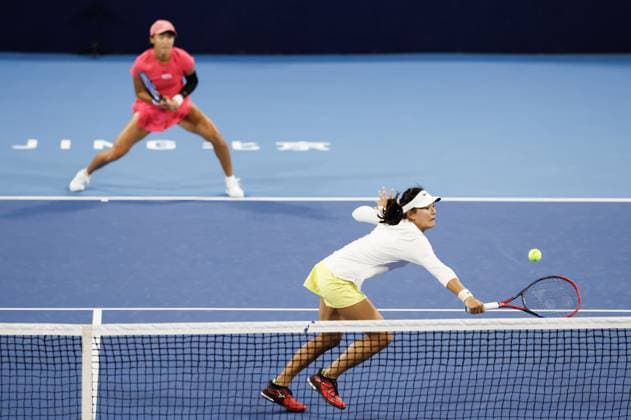 BEIJING, CHINA - SEPTEMBER 30: Wang Xiyu and Wang Yafan of China compete in the Women s Doubles Round of 16 match against Elisabetta Cocciaretto of Italy and Liudmila Samsonova of Russia on day eight of 2024 China Open at National Tennis Center on September 30, 2024 in Beijing, China.  Copyright: xVCGx 111521261922