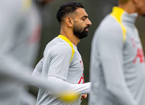 Football - UEFA Champions League - League Phase - Liverpool FC v Bologna FC - MD-1 LIVERPOOL, ENGLAND - Tuesday, October 1, 2024: Liverpool s Mohamed Salah during a training session at the AXA Training Centre ahead of the UEFA Champions League match between Liverpool FC and Bologna FC. (Photo by David Rawcliffe Propaganda) LIVERPOOL AXA Training Centre MERSEYSIDE ENGLAND  Copyright: xDavidxRawcliffex P2024-10-01-Liverpool_Bologna_MD-1-33
