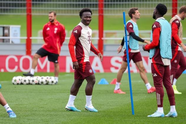 Nestroy Irankunda (FC Bayern Muenchen, 31) beim Training, Abschlusstraining, FC Bayern Muenchen, Fussball, UEFA Champions League, 2. Spieltag, Saison 24 25, 01.10.2024, Abschlusstraining, FC Bayern Muenchen, Fussball, UEFA Champions League, 2. Spieltag, Saison 24 25, 01.10.2024 Muenchen Copyright: xEibner-Pressefoto JennixMaulx EP_JML