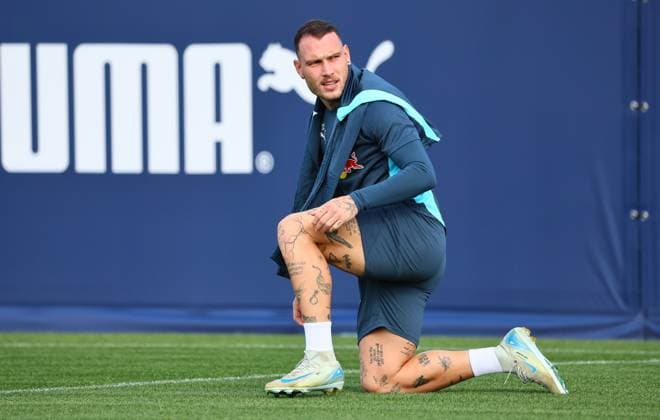 Sport Bilder des Tages RB Leipzig Training Champions League Leipzig, 01.10.2024, RB Trainingszentrum, Fussball, UEFA Champions League, Matchday-1, RB LEIPZIG vs. JUVENTUS TURIN am 02 10 2024 , Abschlusstraining RB Leipzig , Im Bild: David Raum (22, RB Leipzig) ,