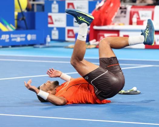 Arthur Fils jubelt nach dem Sieg, Herren Einzel, Gentlemen s Singles, Endspiel, Final, Kinoshita Group Japan Open Tennis Championships, Tokyo, Japan Copyright: xJuergenxHasenkopfx