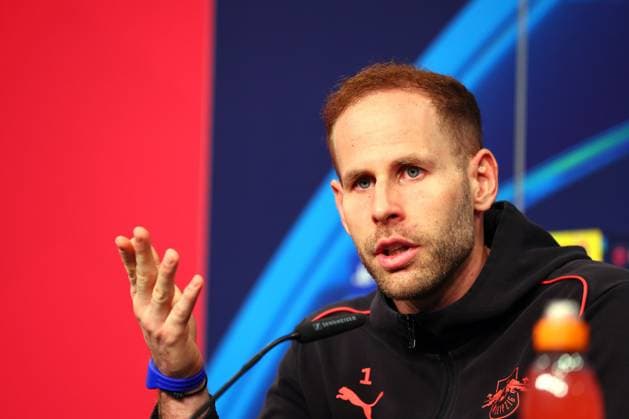 RB Leipzig Pressekonferenz Champions League Leipzig, 01.10.2024, RB Akademie, Fussball, UEFA Champions League, Matchday-1, RB LEIPZIG vs. JUVENTUS TURIN am 02 10 2024 , Pressekonferenz RB Leipzig , Im Bild: Torwart Peter Gulacsi (1, RB Leipzig) ,