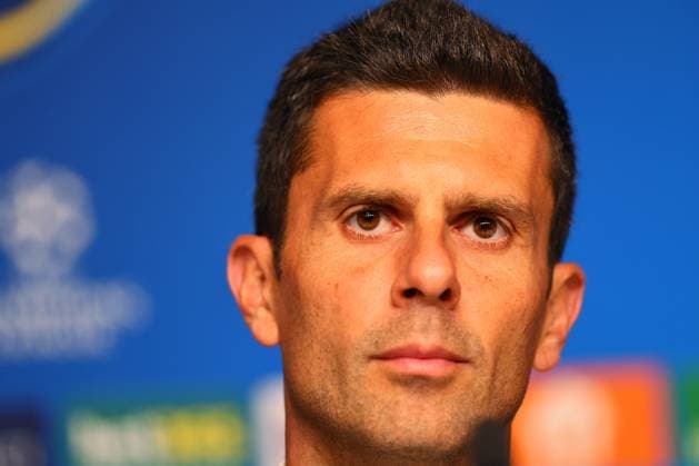 Juventus Turin Pressekonferenz Champions League Leipzig, 01.10.2024, RB Akademie, Fussball, UEFA Champions League, Matchday-1, RB LEIPZIG vs. JUVENTUS TURIN am 02 10 2024 , Pressekonferenz Juventus Turin , Im Bild: Trainer Thiago Motta (JUVENTUS TURIN) ,