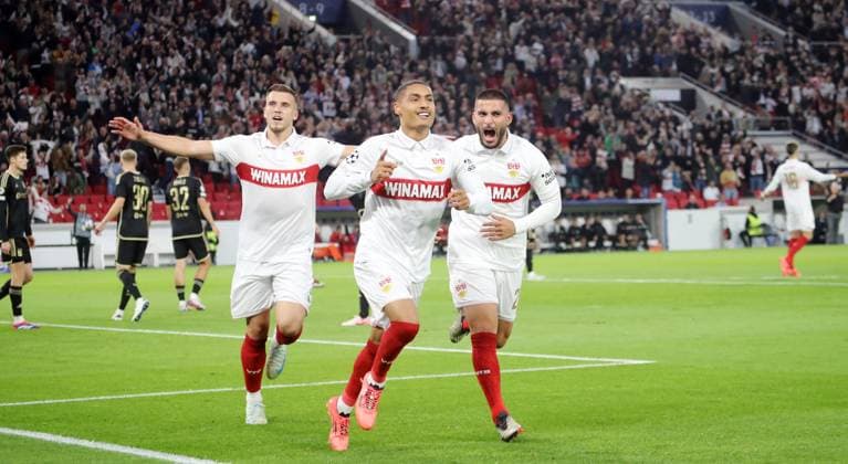 01.10.24 VfB Stuttgart - AC Sparta Prag Deutschland, Stuttgart, 01.10.2024, Fussball, UEFA Champions League, VfB Stuttgart - AC Sparta Prag: Enzo Millot (VfB Stuttgart); Jubel Tor 1:0 Millot.