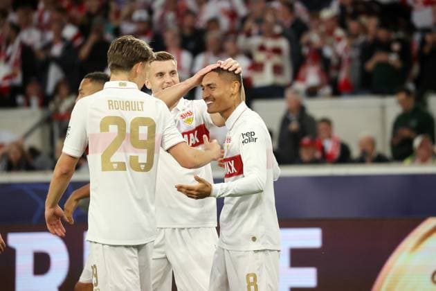 01.10.24 VfB Stuttgart - AC Sparta Prag Deutschland, Stuttgart, 01.10.2024, Fussball, UEFA Champions League, VfB Stuttgart - AC Sparta Prag: Enzo Millot (VfB Stuttgart); Jubel Tor 1:0 Millot.