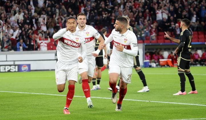 01.10.24 VfB Stuttgart - AC Sparta Prag Deutschland, Stuttgart, 01.10.2024, Fussball, UEFA Champions League, VfB Stuttgart - AC Sparta Prag: Enzo Millot (VfB Stuttgart); Jubel Tor 1:0 Millot.