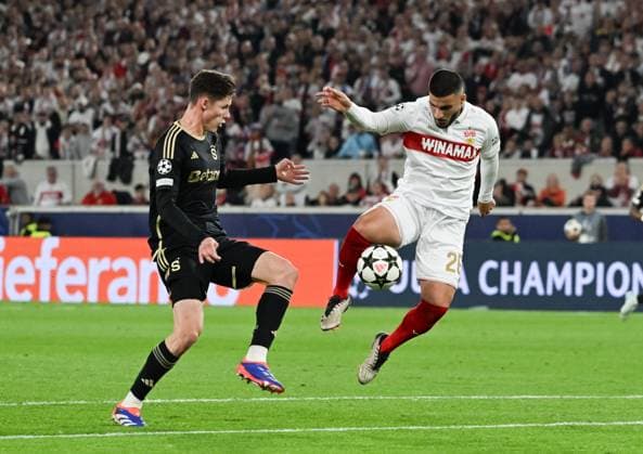 01.10.2024, xsltx, Fussball UEFA Champions League, VfB Stuttgart - Sparta Prag emspor, v.l. Martin Vitik (Sparta Prag), Deniz Undav (VfB Stuttgart) (DFL DFB REGULATIONS PROHIBIT ANY USE OF PHOTOGRAPHS as IMAGE SEQUENCES and or QUASI-VIDEO)