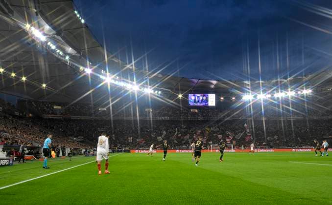 Uebersicht stimmungsvoll MHPArena Flutlicht Innenraum Champions League VfB Stuttgart vs AC Sparta Prag 01.10.2024 DFL REGULATIONS PROHIBIT ANY USE OF PHOTOGRAPHS AS IMAGE SEQUENCES AND OR QUASI-VIDEO VfB Stuttgart vs AC Sparta Prag