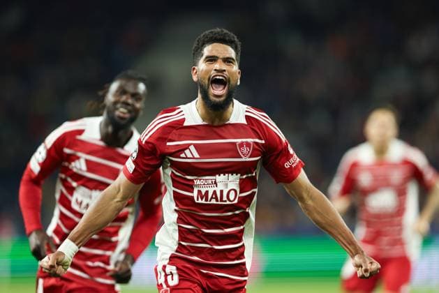 SOCCER - UEFA CL, RBS vs Brest SALZBURG,AUSTRIA,01.OCT.24 - SOCCER - UEFA Champions League, Red Bull Salzburg vs Stade Brestois 29. Image shows the rejoicing of Mahdi Camara (Brest).  GEPAxpictures xMathiasxMandl