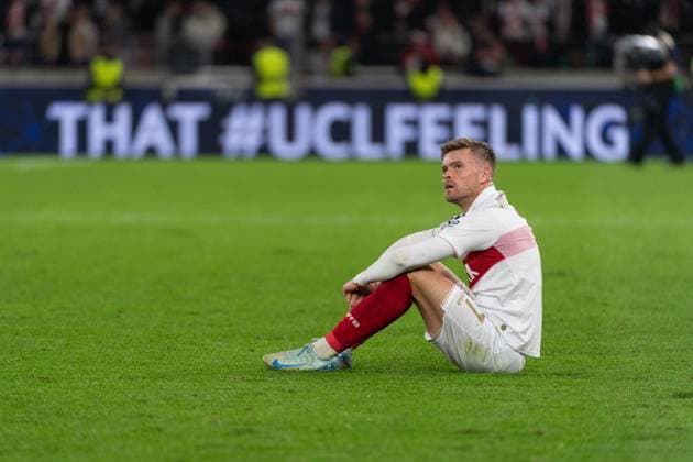 Sport Bilder des Tages Nach Spielende Entaeuschung, frust bei Maximilian Mittelstaedt (VfB Stuttgart, 07) am boden GER, VfB Stuttgart vs. AC Sparta Prag, Fussball, Herren, UEFA Champions League, 2. Spieltag, Spielzeit 2024 2025, 01.10.2024, GER, VfB Stuttgart vs. AC Sparta Prag, Fussball, Herren, UEFA Champions League, 2. Spieltag, Spielzeit 2024 2025, 01.10.2024 Stuttgart Copyright: xEibner-Pressefoto WolfgangxFrankx EP_WFK