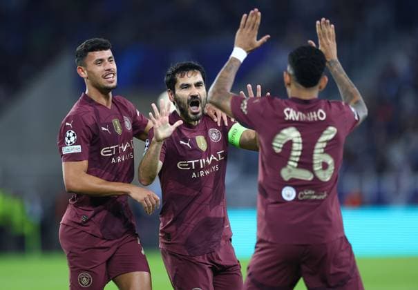 Sport Themen der Woche KW40 Sport Bilder des Tages Ilkay Gundogan of Manchester City celebrates scoring the opening goal Slovan Bratislava v Manchester City, UEFA Champions League, Group Stage, Football, Tehelne pole, Bratislava, Slovakia, 01 Oct 2024 EDITORIAL USE ONLY No use with unauthorised audio, video, data, fixture lists, club league logos or live services. Online in-match use limited to 120 images, no video emulation. No use in betting, games or single club league player publications.  Copyright: xMichaelxZemanek Shutterstockx 14750163h