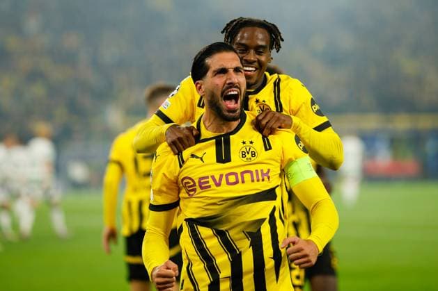 Champions League (24 25), Spieltag 2: Borussia Dortmund - Celtic Glasgow, Signal Iduna Park, Emre Can (Borussia Dortmund) jubelt nach seinem Tor zum 1: 0 DFB DFL REGULATIONS PROHIBIT ANY USE OF PHOTOGRAPHS AS IMAGE SEQUENCES AND OR QUASI-VIDEO. Copyright: HMBxMedia JoachimxBywaletz