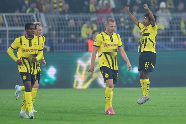 01.10.2024, Fußball, UEFA Champions League, Borussia Dortmund - Celtic Glasgow, 2. Spieltag, Signal Iduna Park, Saison 2024 2025: Torjubel nach dem 2:1 durch Karim Adeyemi (BVB 27) Nordrhein-Westfalen Deutschland