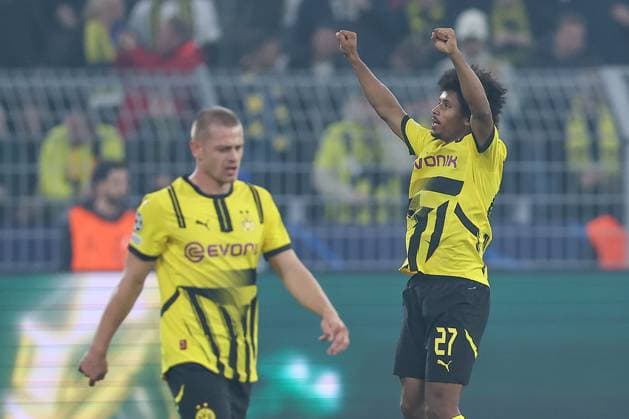 01.10.2024, Fußball, UEFA Champions League, Borussia Dortmund - Celtic Glasgow, 2. Spieltag, Signal Iduna Park, Saison 2024 2025: Torjubel nach dem 2:1 durch Karim Adeyemi (BVB 27) Nordrhein-Westfalen Deutschland