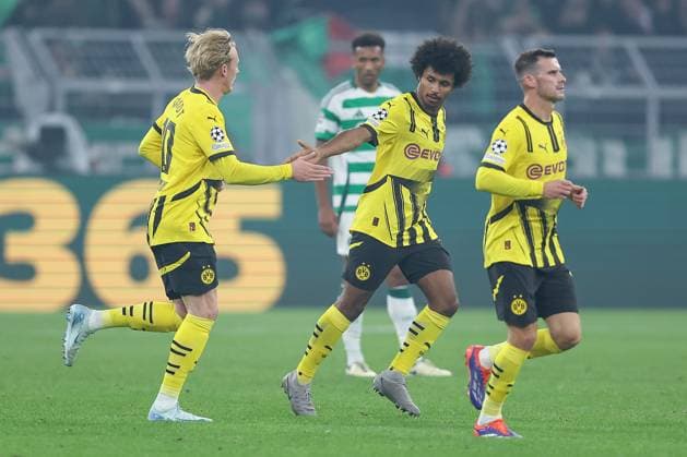 01.10.2024, Fußball, UEFA Champions League, Borussia Dortmund - Celtic Glasgow, 2. Spieltag, Signal Iduna Park, Saison 2024 2025: Torjubel nach dem 2:1 durch Karim Adeyemi (BVB 27) Nordrhein-Westfalen Deutschland