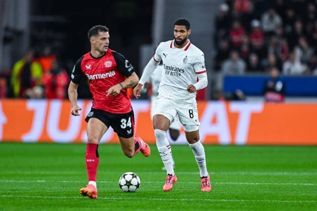 01.10.2024, Fussball, Champions League, 2. Spieltag, Saison 2024 2025, Bayer 04 Leverkusen - AC Mailand, Granit Xhaka (Bayer Leverkusen), Ruben Loftus-Cheek (AC Mailand) xRHR-FOTO TKx Copyright: RHR-FOTOx RHR-FOTO TK