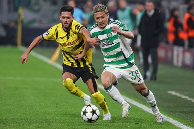 UEFA Champions League - Borussia Dortmund - Celtic Glasgow am 01.10.2024 im Signal Iduna Park in Dortmund Yan Couto (Dortmund 2) gegen Daizen Maeda (Celtic 38)