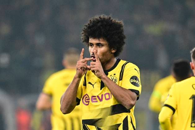 Torjubel zum 2:1 durch Karim Adeyemi 27 (Borussia Dortmund), Borussia Dortmund vs. Celtic Glasgow, Fussball, Champions League, 2. Spieltag, 01.10.2024 Dortmund Nordrhein-Westfalen Deutschland