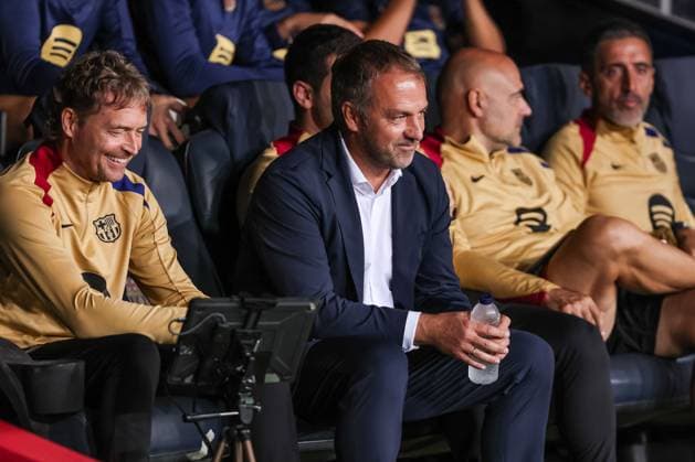 October 1, 2024, Barcelona, Barcelona, SPAIN: Hansi Flick, head coach of FC Barcelona, Barca looks on during the UEFA Champions League, football match played between FC Barcelona and BSC Young Boys at Estadio Olimpico de Montjuic on October 01, 2024 in Barcelona, Spain. Barcelona SPAIN - ZUMAa181 20241001_zaa_a181_023 Copyright: xJavierxBorregoxRamosx