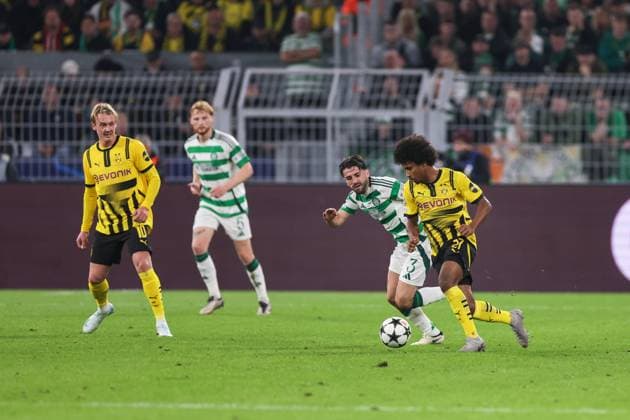 01.10.2024, Fussball, Saison 2024 2025, UEFA Champions League, 2. Spieltag, Borussia Dortmund - Celtic Glasgow, v. l. Greg Taylor (Celtic Glasgow), Karim Adeyemi (Borussia Dortmund), Dortmund Signal Iduna Park NRW Deutschland xRHR-FOTO DEx Copyright: DennisxEwert RHR-FOTOx RHR-FOTO DE