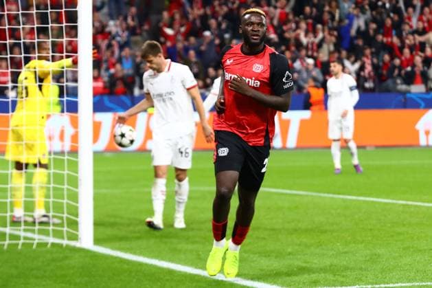 Tor zum 1:0 fuer Leverkusen durch Victor Boniface 22 (Bayer 04 Leverkusen) Bayer 04 Leverkusen vs. AC Mailand, Fussball, UEFA Champions League, 2. Spieltag, 01.10.2024 Foto: kolbert-press Ant Palmer BayArena NRW Deutschland