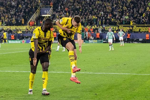 UEFA Champions League: Borussia Dortmund - Celtic Glasgow; 01.10.2024 Borussia Dortmund im Jubel zum 6:1, durch Serhou Guirassy (Borussia Dortmund, 9). Nico Schlotterbeck (Borussia Dortmund, 4) im Jubel. UEFA Champions League: Borussia Dortmund - Celtic Glasgow; Signal Iduna Park, Dortmund; 01.10.2024 Copyright: xBEAUTIFULxSPORTS Buriakovx