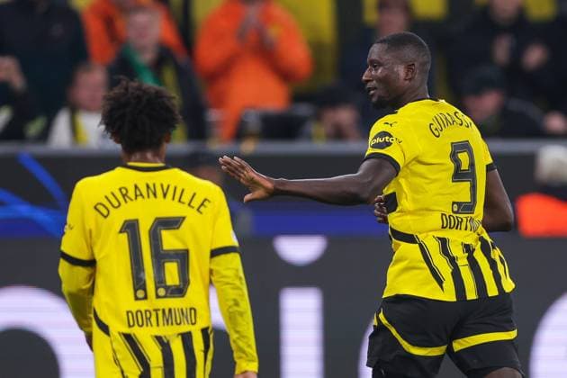 01.10.2024, Fussball, Saison 2024 2025, UEFA Champions League, 2. Spieltag, Borussia Dortmund - Celtic Glasgow, v. l. Julien Duranville (Borussia Dortmund), Serhou Guirassy (Borussia Dortmund) bejubeln das Tor zum 6:1, Dortmund Signal Iduna Park NRW Deutschland xRHR-FOTO DEx Copyright: DennisxEwert RHR-FOTOx RHR-FOTO DE