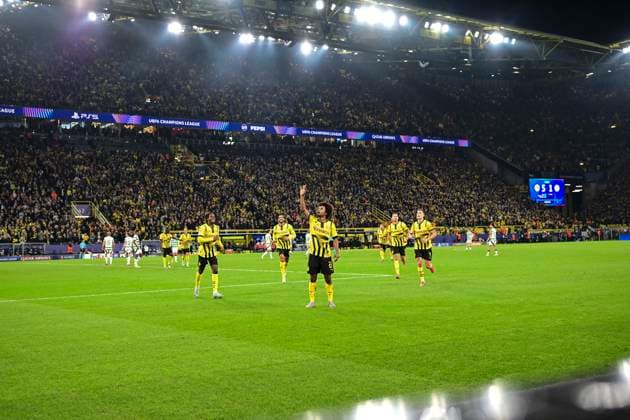 Torjubel zum 5:1 durch Karim Adeyemi 27 (Borussia Dortmund), Borussia Dortmund vs. Celtic Glasgow, Fussball, Champions League, 2. Spieltag, 01.10.2024 Dortmund Nordrhein-Westfalen Deutschland